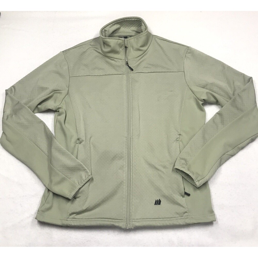 SKOGSTAD Full Zip Waffle Fleece Jacket Men L Moss Green Performance Mock Neck
